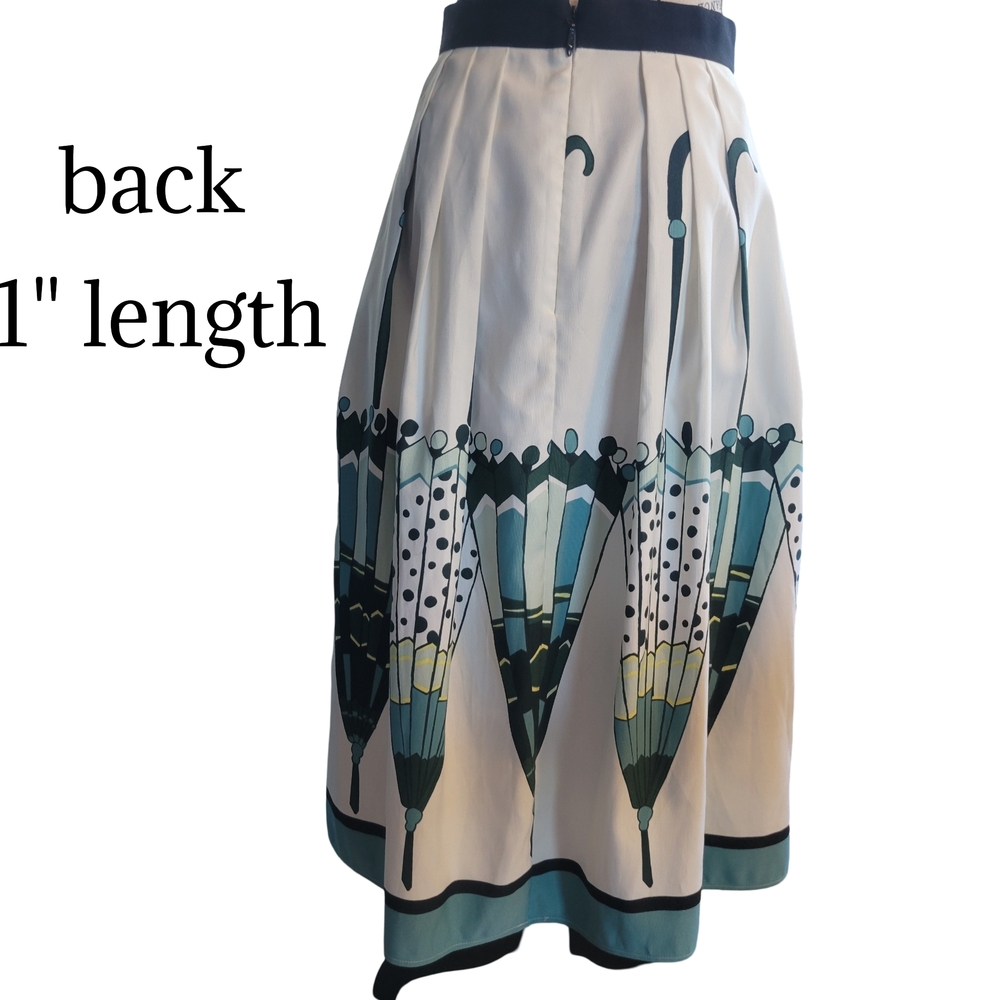 eva mendes for New York & Company Women's Umbrella Print Skirt - Blue and Cream - Picture 9 of 13